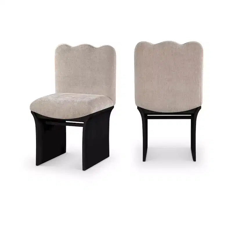 Sedia da pranzo imbottita Shaw in ciniglia beige