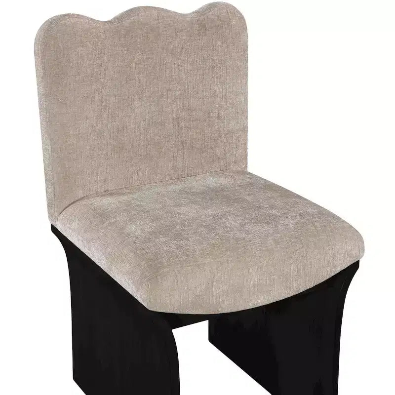 Sedia da pranzo imbottita Shaw in ciniglia beige