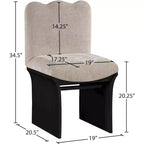 Sedia da pranzo imbottita Shaw in ciniglia beige