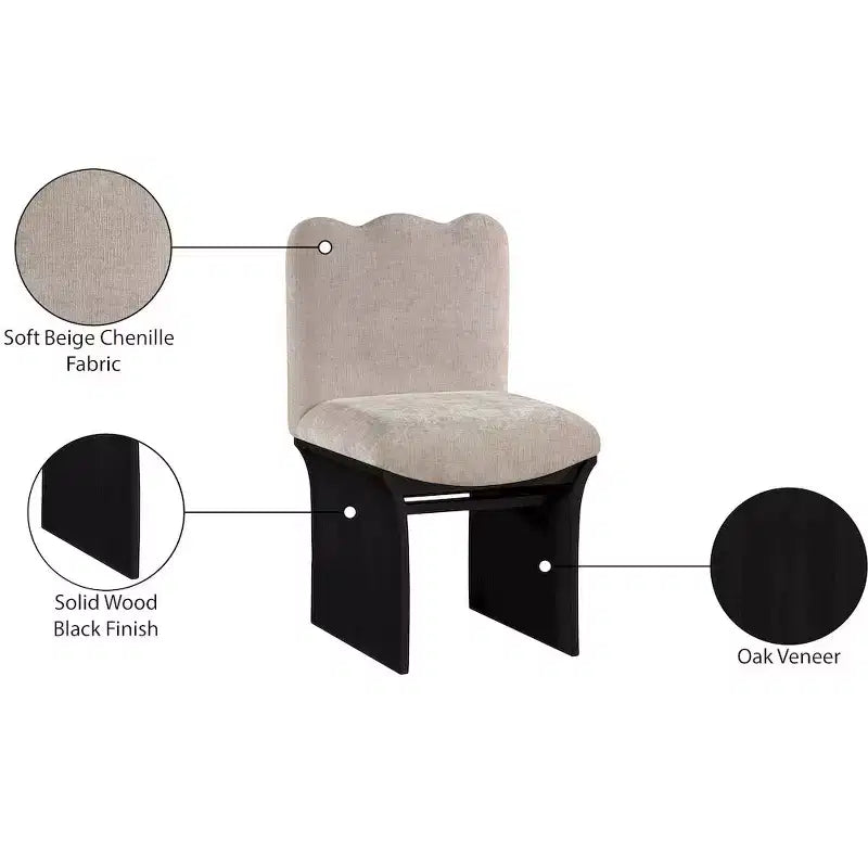 Sedia da pranzo imbottita Shaw in ciniglia beige