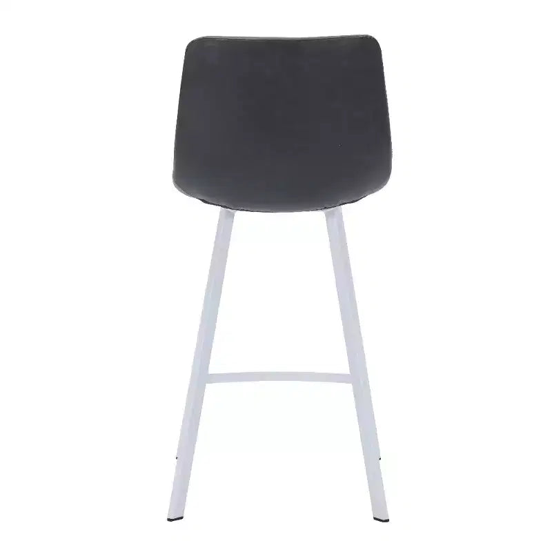 Sgabello da bar Elland in pelle - Sgabello moderno da bancone con gambe in acciaio inossidabile bianco per isola cucina o bar di casa, set da 2