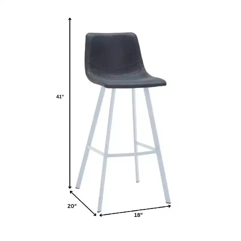 Sgabello da bar Elland in pelle - Sgabello moderno da bancone con gambe in acciaio inossidabile bianco per isola cucina o bar di casa, set da 2