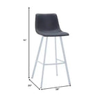 Sgabello da bar Elland in pelle - Sgabello moderno da bancone con gambe in acciaio inossidabile bianco per isola cucina o bar di casa, set da 2