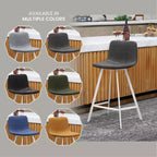 Sgabello da bar Elland in pelle - Sgabello moderno da bancone con gambe in acciaio inossidabile bianco per isola cucina o bar di casa, set da 2