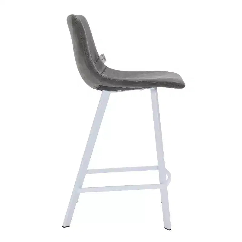 Sgabello da bar Elland in pelle - Sgabello moderno da bancone con gambe in acciaio inossidabile bianco per isola cucina o bar di casa, set da 2