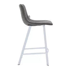 Sgabello da bar Elland in pelle - Sgabello moderno da bancone con gambe in acciaio inossidabile bianco per isola cucina o bar di casa, set da 2