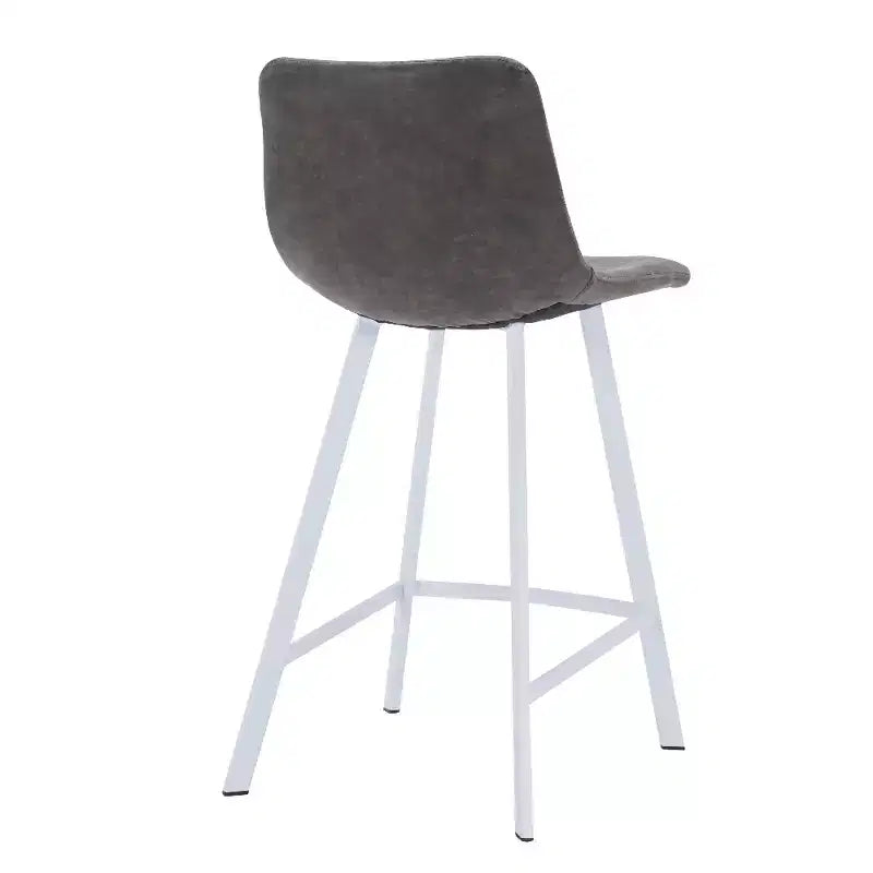 Sgabello da bar Elland in pelle - Sgabello moderno da bancone con gambe in acciaio inossidabile bianco per isola cucina o bar di casa, set da 2