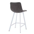 Sgabello da bar Elland in pelle - Sgabello moderno da bancone con gambe in acciaio inossidabile bianco per isola cucina o bar di casa, set da 2