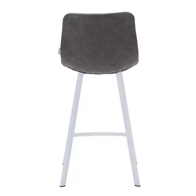 Sgabello da bar Elland in pelle - Sgabello moderno da bancone con gambe in acciaio inossidabile bianco per isola cucina o bar di casa, set da 2