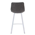 Sgabello da bar Elland in pelle - Sgabello moderno da bancone con gambe in acciaio inossidabile bianco per isola cucina o bar di casa, set da 2