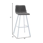Sgabello da bar Elland in pelle - Sgabello moderno da bancone con gambe in acciaio inossidabile bianco per isola cucina o bar di casa, set da 2