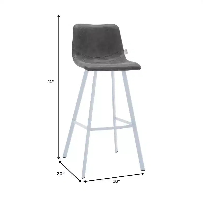 Sgabello da bar Elland in pelle - Sgabello moderno da bancone con gambe in acciaio inossidabile bianco per isola cucina o bar di casa, set da 2