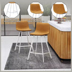 Sgabello da bar Elland in pelle - Sgabello moderno da bancone con gambe in acciaio inossidabile bianco per isola cucina o bar di casa, set da 2