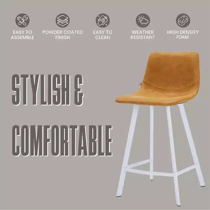 Sgabello da bar Elland in pelle - Sgabello moderno da bancone con gambe in acciaio inossidabile bianco per isola cucina o bar di casa, set da 2