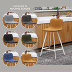 Sgabello da bar Elland in pelle - Sgabello moderno da bancone con gambe in acciaio inossidabile bianco per isola cucina o bar di casa, set da 2