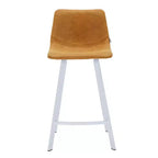 Sgabello da bar Elland in pelle - Sgabello moderno da bancone con gambe in acciaio inossidabile bianco per isola cucina o bar di casa, set da 2