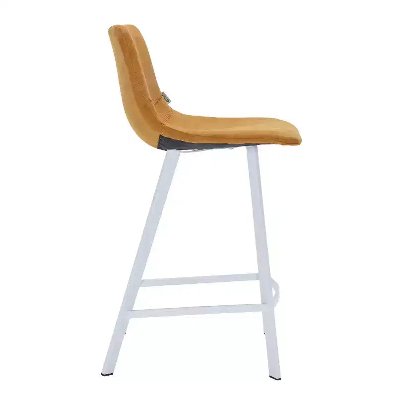 Sgabello da bar Elland in pelle - Sgabello moderno da bancone con gambe in acciaio inossidabile bianco per isola cucina o bar di casa, set da 2
