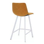 Sgabello da bar Elland in pelle - Sgabello moderno da bancone con gambe in acciaio inossidabile bianco per isola cucina o bar di casa, set da 2