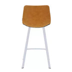 Sgabello da bar Elland in pelle - Sgabello moderno da bancone con gambe in acciaio inossidabile bianco per isola cucina o bar di casa, set da 2