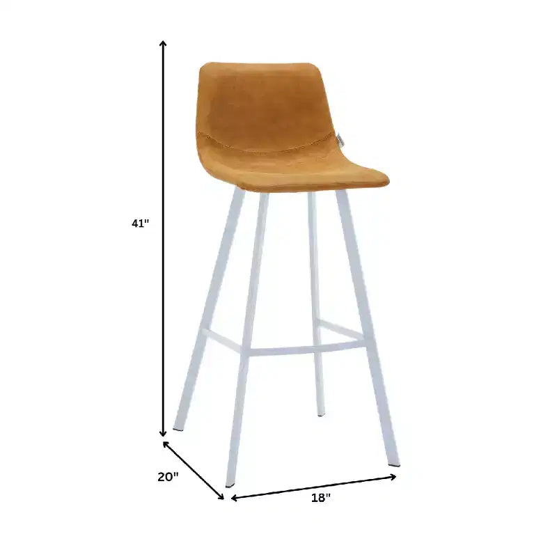 Sgabello da bar Elland in pelle - Sgabello moderno da bancone con gambe in acciaio inossidabile bianco per isola cucina o bar di casa, set da 2