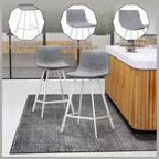 Sgabello da bar Elland in pelle - Sgabello moderno da bancone con gambe in acciaio inossidabile bianco per isola cucina o bar di casa, set da 2