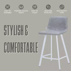 Sgabello da bar Elland in pelle - Sgabello moderno da bancone con gambe in acciaio inossidabile bianco per isola cucina o bar di casa, set da 2