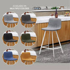 Sgabello da bar Elland in pelle - Sgabello moderno da bancone con gambe in acciaio inossidabile bianco per isola cucina o bar di casa, set da 2