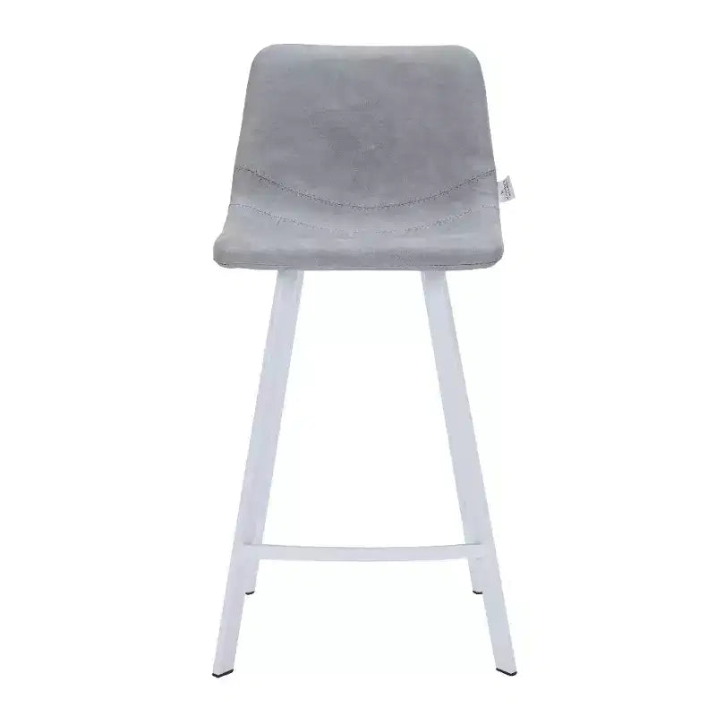 Sgabello da bar Elland in pelle - Sgabello moderno da bancone con gambe in acciaio inossidabile bianco per isola cucina o bar di casa, set da 2