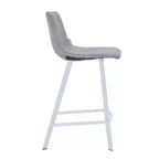 Sgabello da bar Elland in pelle - Sgabello moderno da bancone con gambe in acciaio inossidabile bianco per isola cucina o bar di casa, set da 2