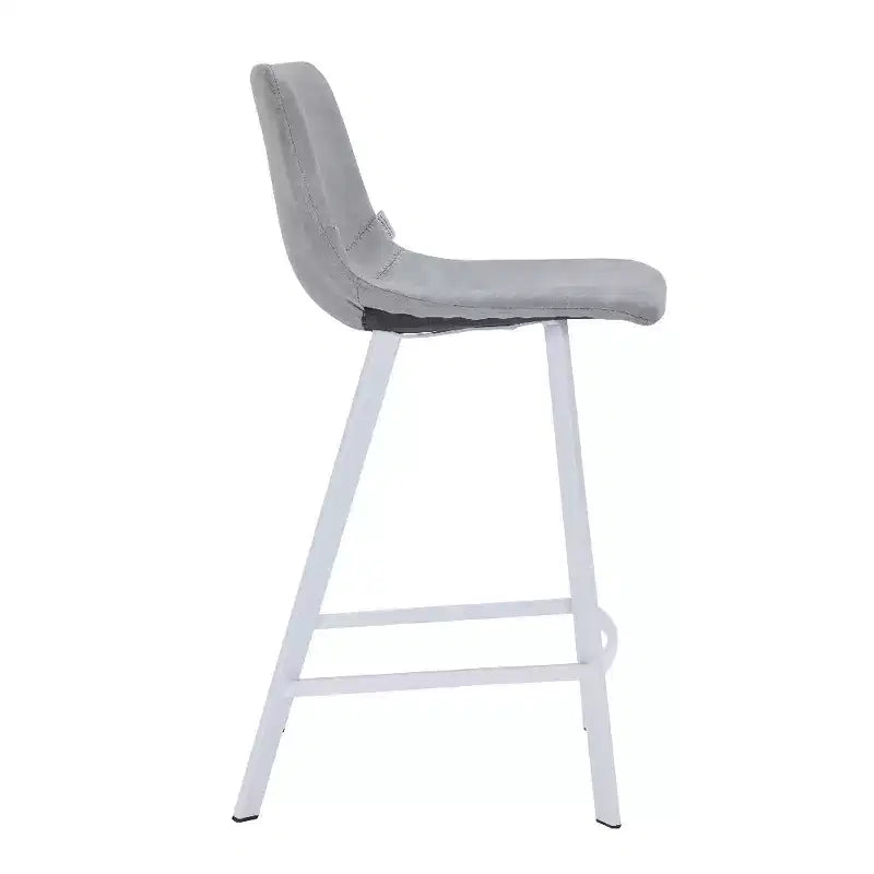 Sgabello da bar Elland in pelle - Sgabello moderno da bancone con gambe in acciaio inossidabile bianco per isola cucina o bar di casa, set da 2