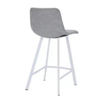 Sgabello da bar Elland in pelle - Sgabello moderno da bancone con gambe in acciaio inossidabile bianco per isola cucina o bar di casa, set da 2