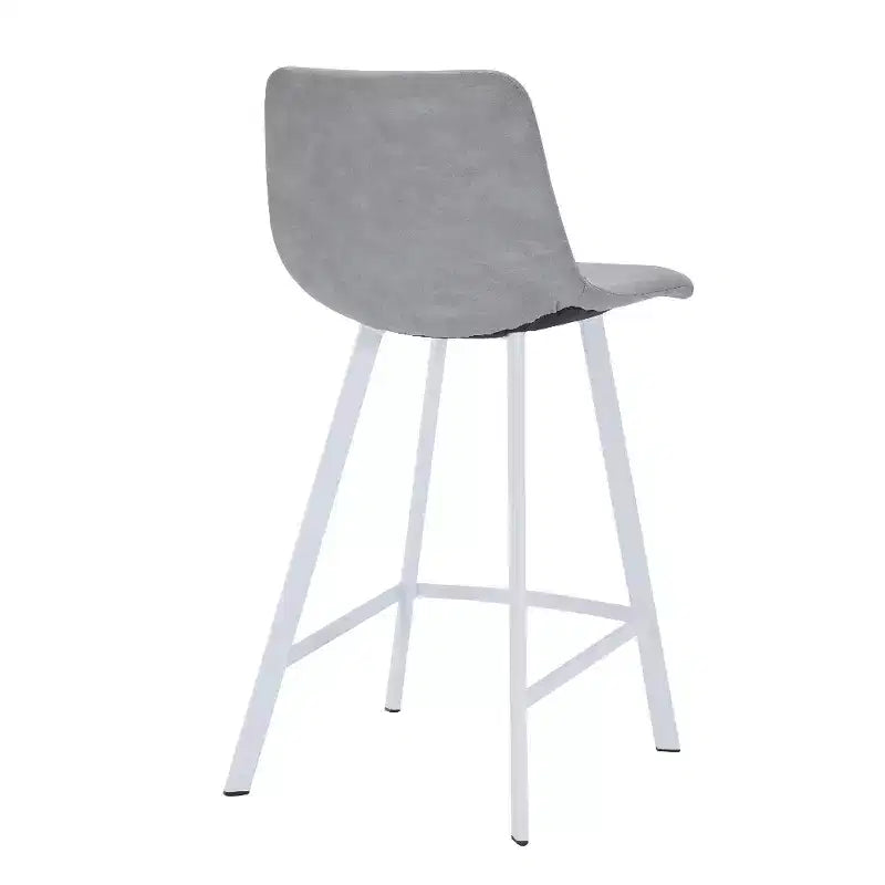 Sgabello da bar Elland in pelle - Sgabello moderno da bancone con gambe in acciaio inossidabile bianco per isola cucina o bar di casa, set da 2