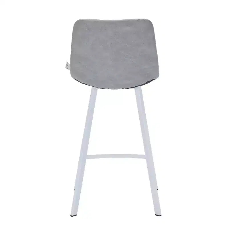 Sgabello da bar Elland in pelle - Sgabello moderno da bancone con gambe in acciaio inossidabile bianco per isola cucina o bar di casa, set da 2