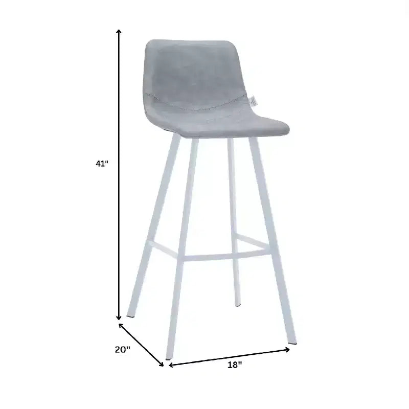 Sgabello da bar Elland in pelle - Sgabello moderno da bancone con gambe in acciaio inossidabile bianco per isola cucina o bar di casa, set da 2