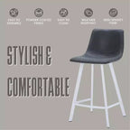 Sgabello da bar Elland in pelle - Sgabello moderno da bancone con gambe in acciaio inossidabile bianco per isola cucina o bar di casa, set da 2