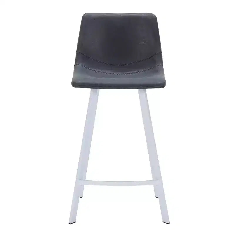 Sgabello da bar Elland in pelle - Sgabello moderno da bancone con gambe in acciaio inossidabile bianco per isola cucina o bar di casa, set da 2