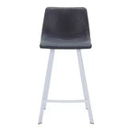 Sgabello da bar Elland in pelle - Sgabello moderno da bancone con gambe in acciaio inossidabile bianco per isola cucina o bar di casa, set da 2