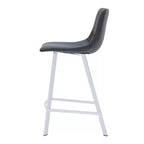 Sgabello da bar Elland in pelle - Sgabello moderno da bancone con gambe in acciaio inossidabile bianco per isola cucina o bar di casa, set da 2