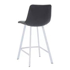 Sgabello da bar Elland in pelle - Sgabello moderno da bancone con gambe in acciaio inossidabile bianco per isola cucina o bar di casa, set da 2