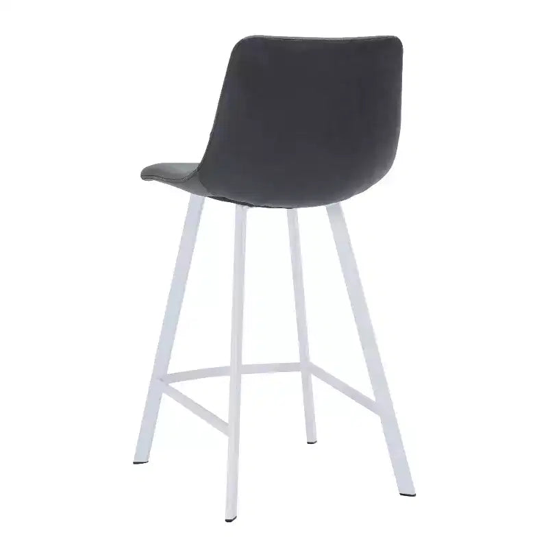 Sgabello da bar Elland in pelle - Sgabello moderno da bancone con gambe in acciaio inossidabile bianco per isola cucina o bar di casa, set da 2