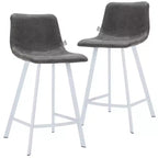 Sgabello da bar Elland in pelle - Sgabello moderno da bancone con gambe in acciaio inossidabile bianco per isola cucina o bar di casa, set da 2