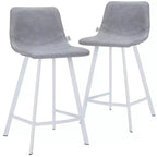 Sgabello da bar Elland in pelle - Sgabello moderno da bancone con gambe in acciaio inossidabile bianco per isola cucina o bar di casa, set da 2
