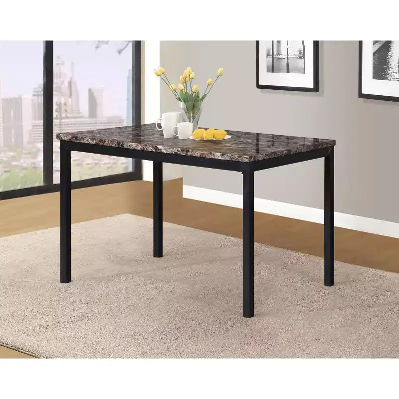 Tavolo da Pranzo 48 Tavolo da Pranzo Moderno Tavolo da Cucina con Piano in Finto Marmo e Gambe in Metallo per Sala da Pranzo, Soggiorno