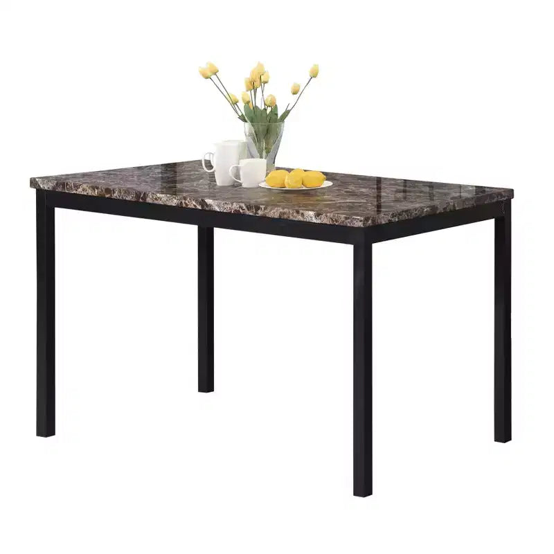 Tavolo da Pranzo 48 Tavolo da Pranzo Moderno Tavolo da Cucina con Piano in Finto Marmo e Gambe in Metallo per Sala da Pranzo, Soggiorno