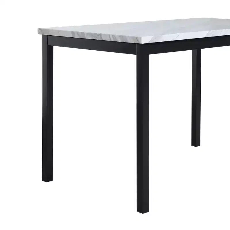 Tavolo da pranzo 48 Tavolo da pranzo moderno con piano in finto marmo e gambe in metallo per sala da pranzo, soggiorno