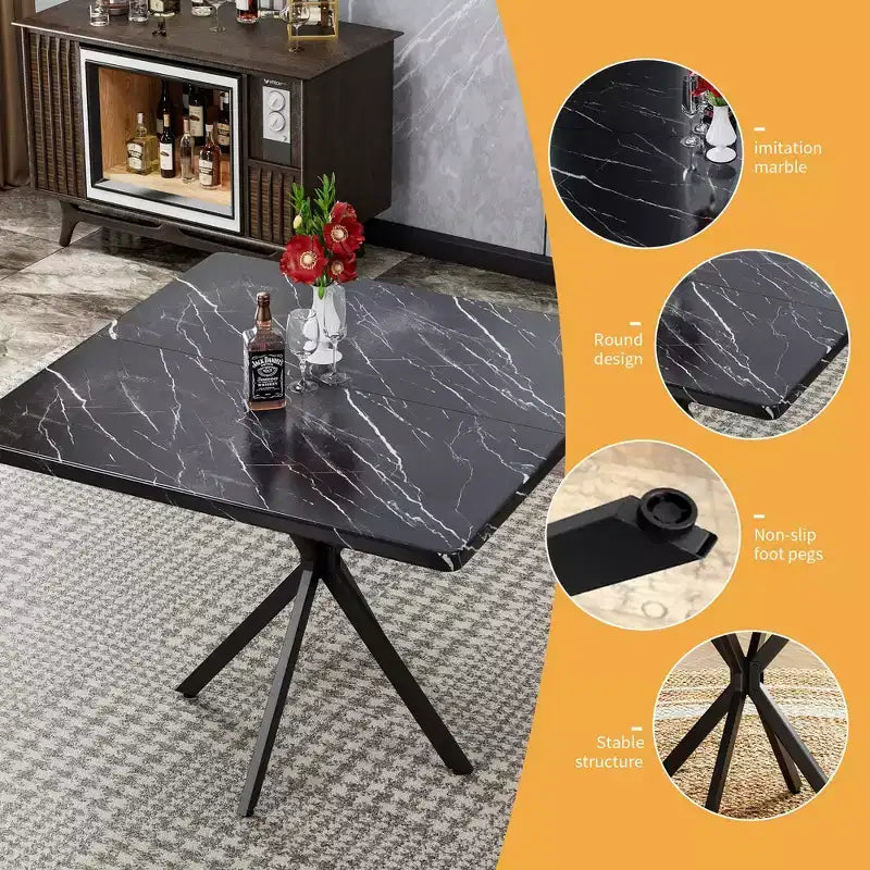 Tavolo da Pranzo Quadrato Moderno per 4-6 Persone, Tavolino da Caffè per Cucina Sala da Pranzo, Ufficio