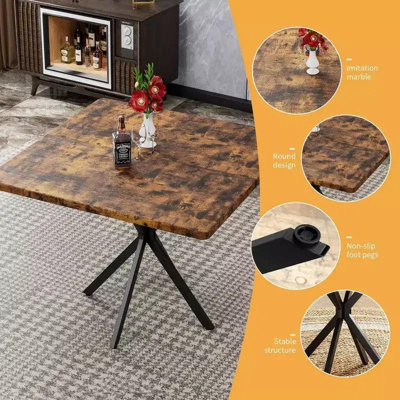 Tavolo da Pranzo Quadrato Moderno per 4-6 Persone, Tavolino da Caffè per Cucina Sala da Pranzo, Ufficio