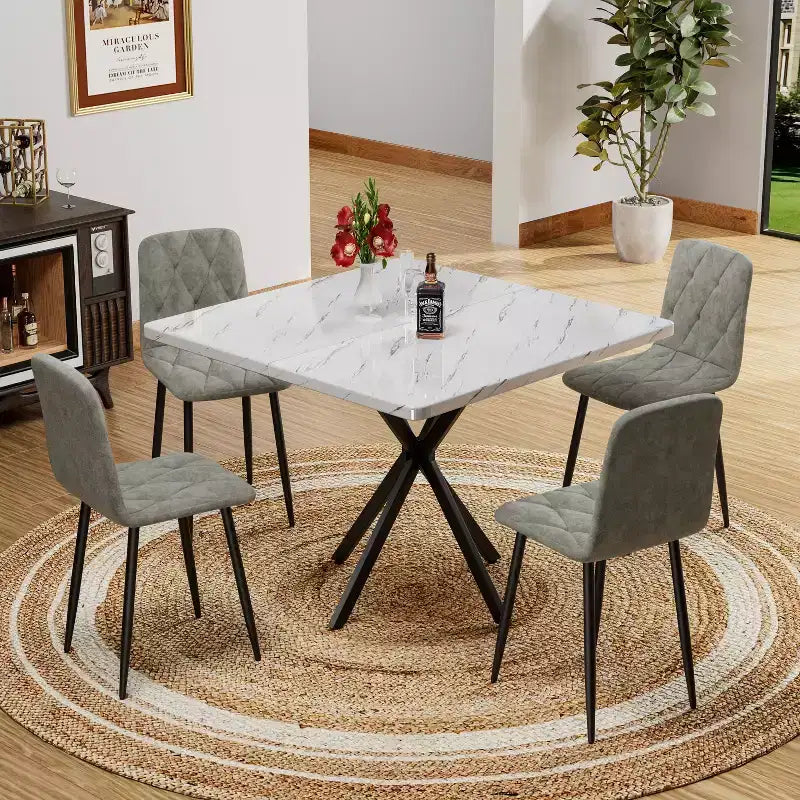Tavolo da Pranzo Quadrato Moderno per 4-6 Persone, Tavolino da Caffè per Cucina Sala da Pranzo, Ufficio