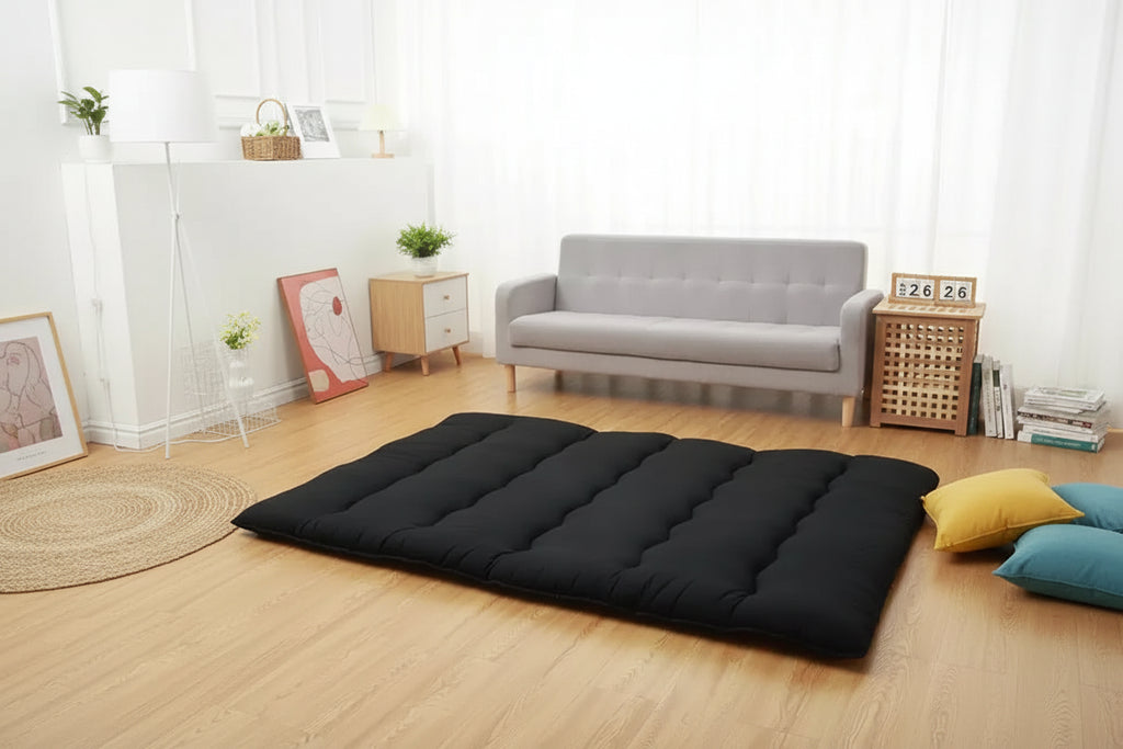 Japanese Floor Futon Mattress  Thick Tatami Sleeping Pad, Portable Roll-Up Bed for Home & Camping