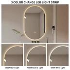 Specchio da bagno ovale moderno a LED anti-appannamento con modalità di illuminazione regolabili